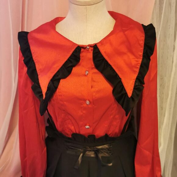 MA*RS Outfit Small Jirai Kei Set Black Red Goth Halloween Blouse Skirt Cosplay - Picture 7 of 7